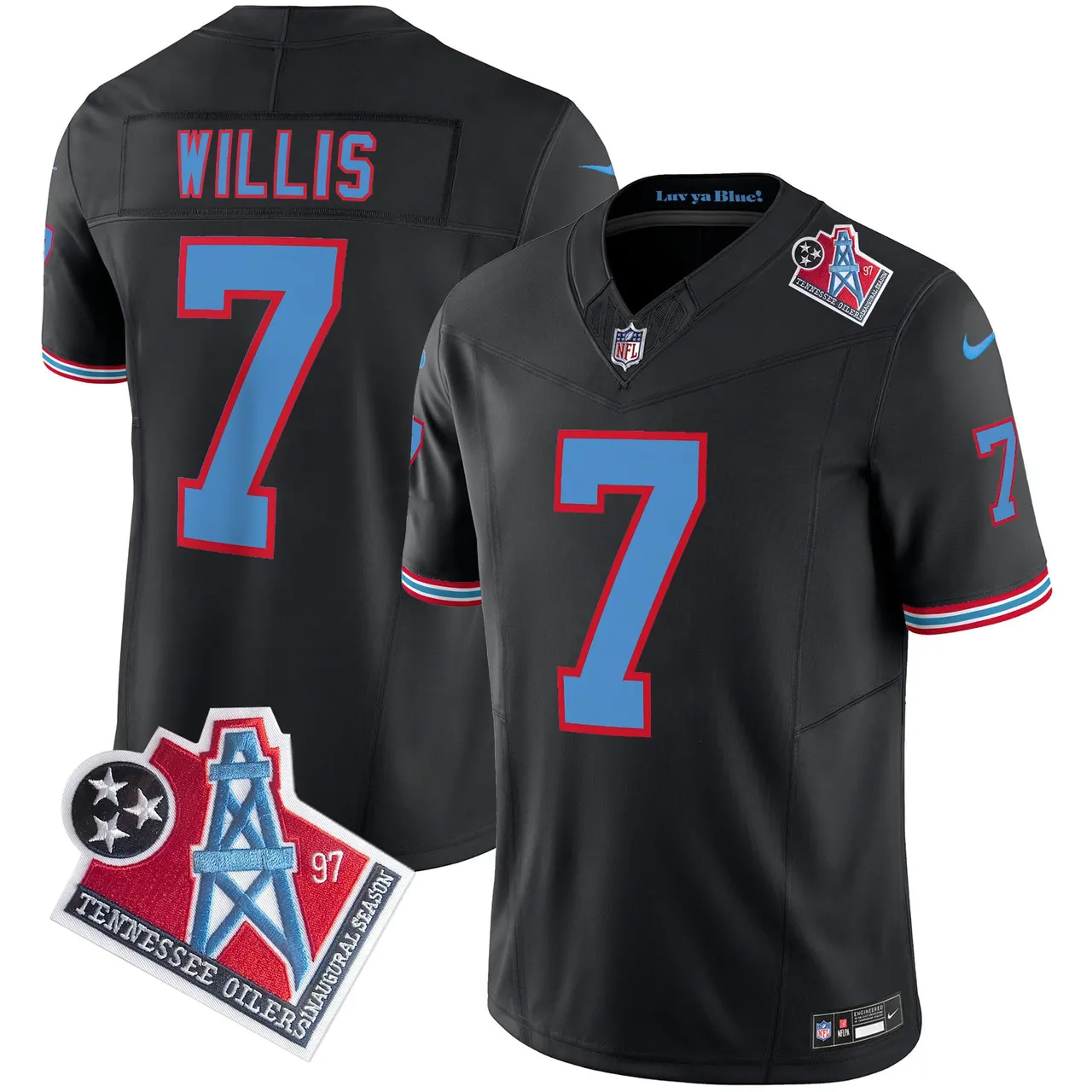 Tennessee Titans Nike 1997 Throwback Vapor Limited Stitched Jersey - Black - Image 43