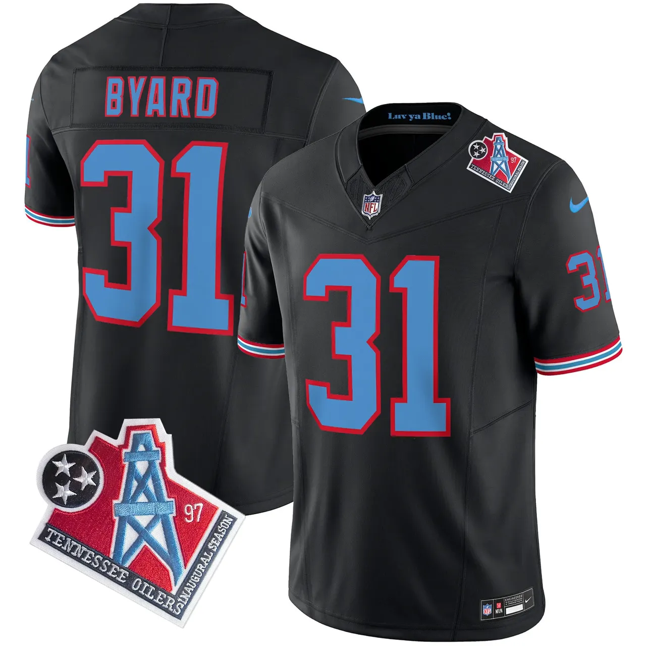 Tennessee Titans Nike 1997 Throwback Vapor Limited Stitched Jersey - Black - Image 44