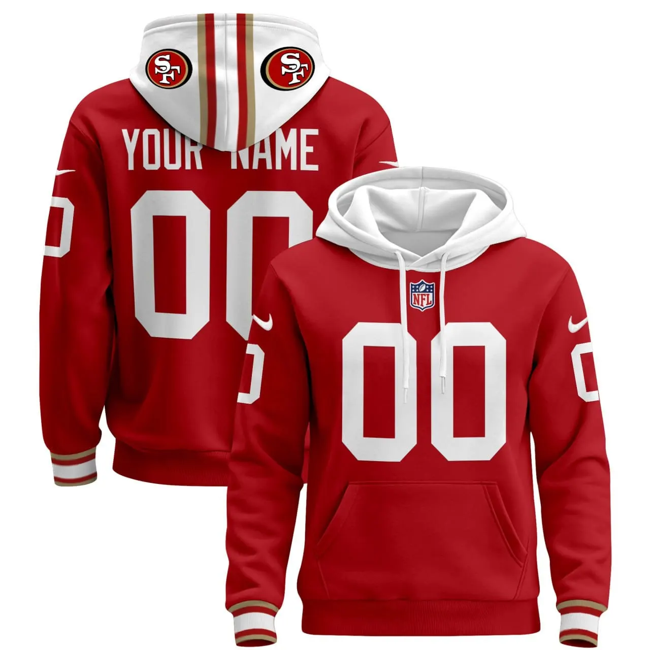 San Francisco 49ers Nike Custom Pullover Hoodie - Red