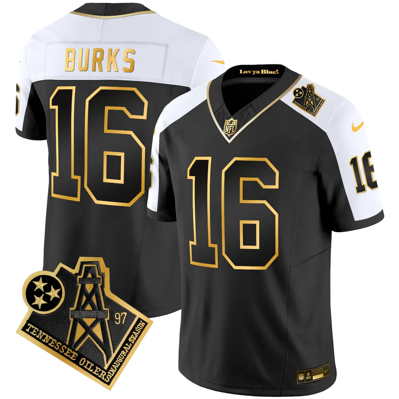 Tennessee Titans Nike 1997 Throwback Vapor Stitched Jersey - Black - Image 3