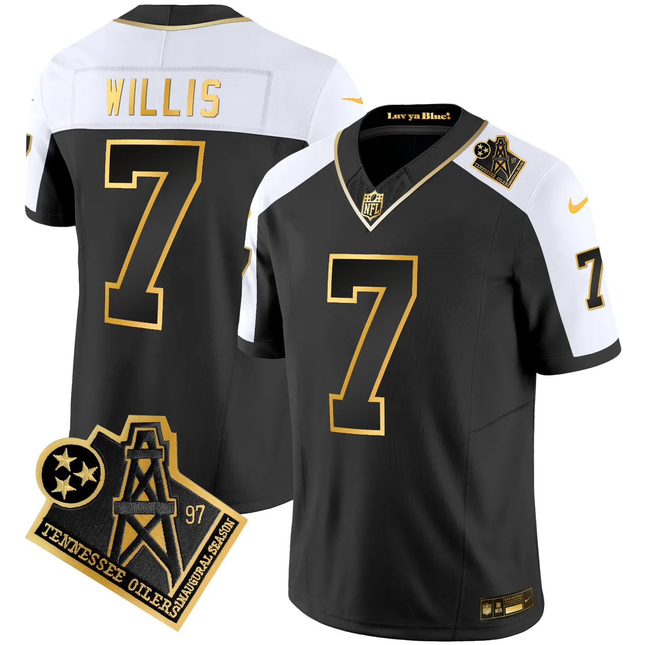 Tennessee Titans Nike 1997 Throwback Vapor Stitched Jersey - Black - Image 5