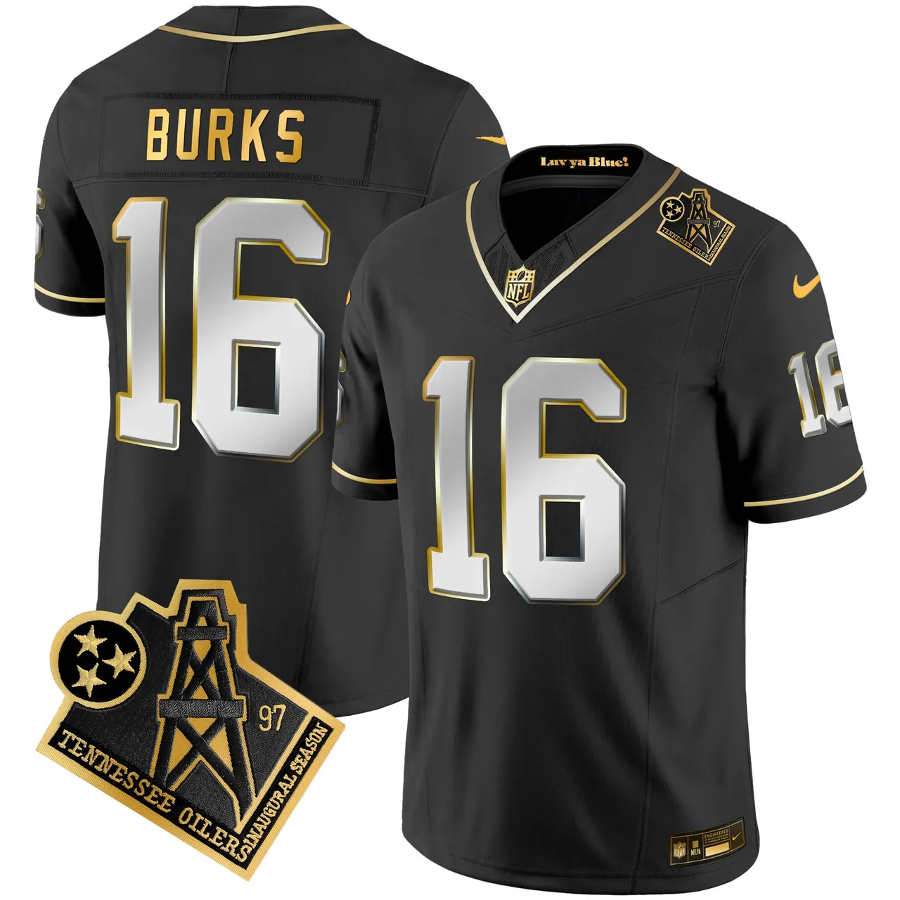 Tennessee Titans Nike 1997 Throwback Vapor Stitched Jersey - Black - Image 10