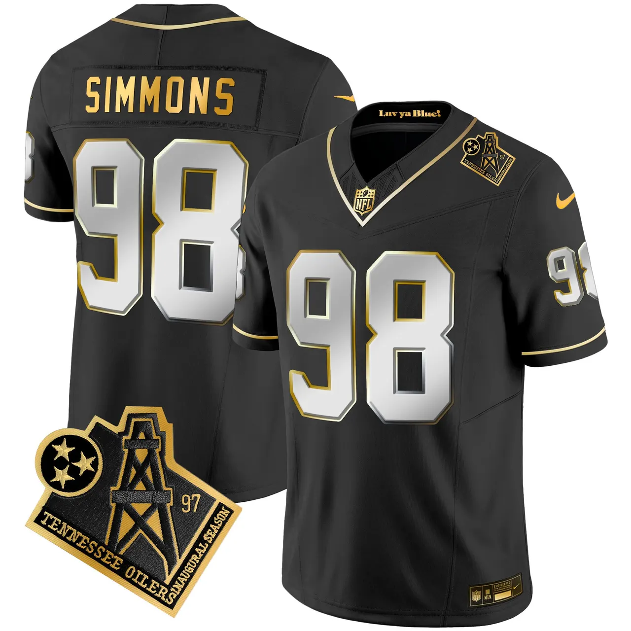 Tennessee Titans Nike 1997 Throwback Vapor Stitched Jersey - Black - Image 11