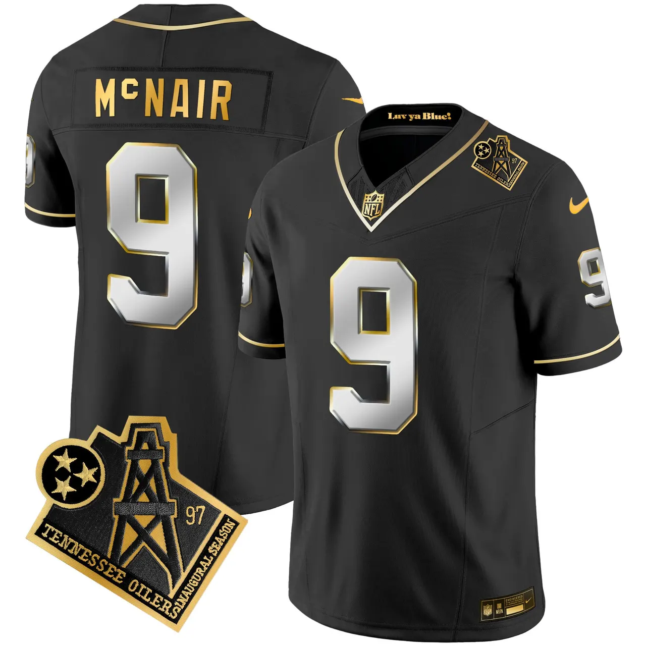 Tennessee Titans Nike 1997 Throwback Vapor Stitched Jersey - Black - Image 14