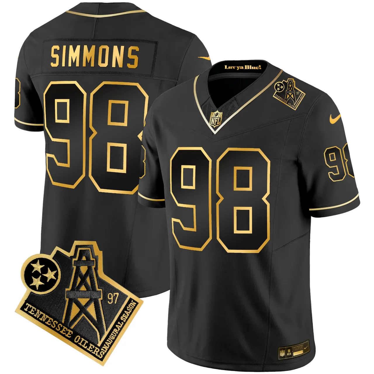 Tennessee Titans Nike 1997 Throwback Vapor Stitched Jersey - Black - Image 18