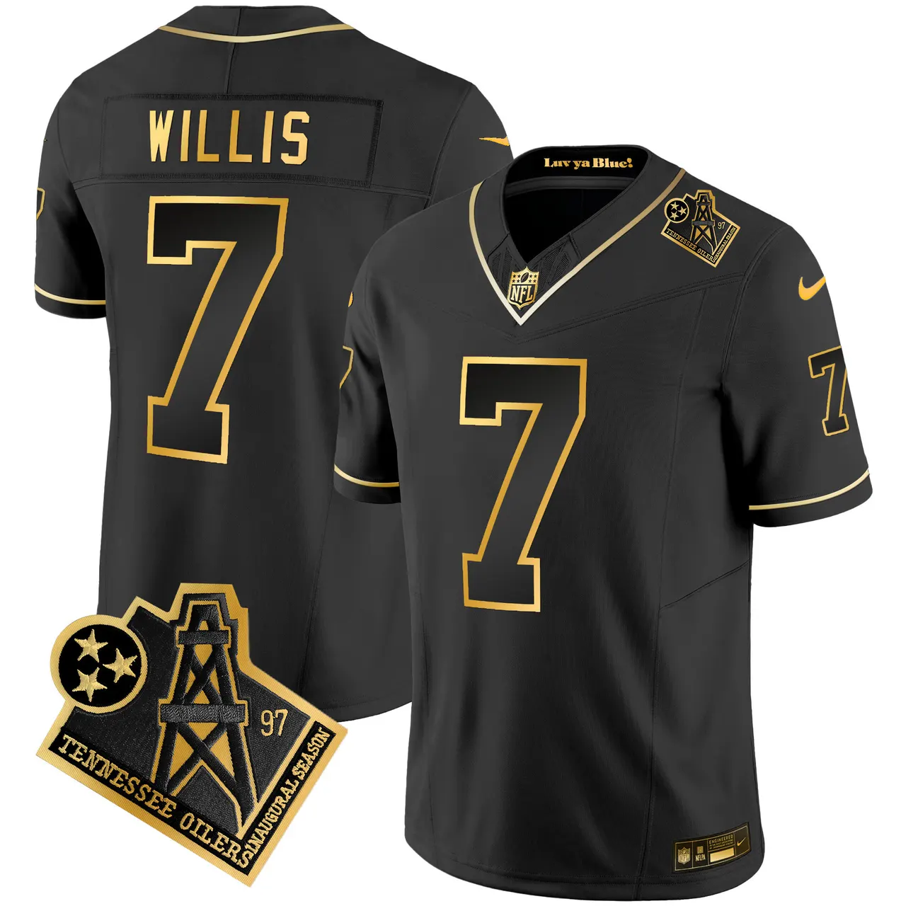 Tennessee Titans Nike 1997 Throwback Vapor Stitched Jersey - Black - Image 19