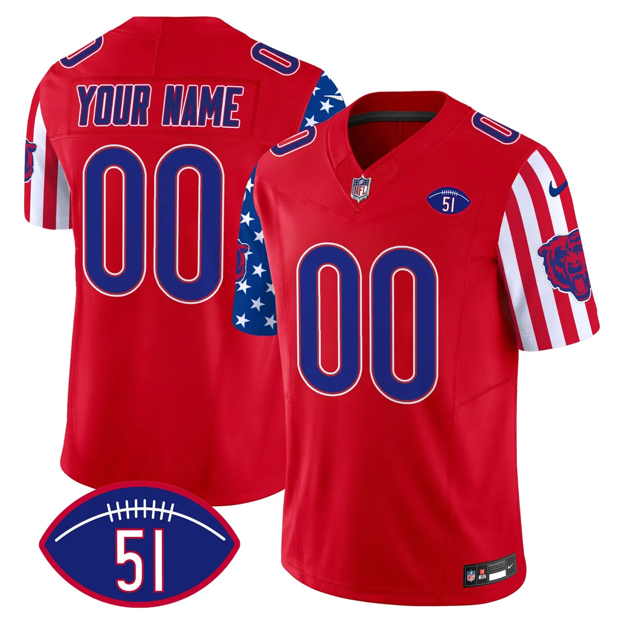 American Style Chicago Bears Nike Vapor Custom Limited Stitched Jersey - White - Image 2