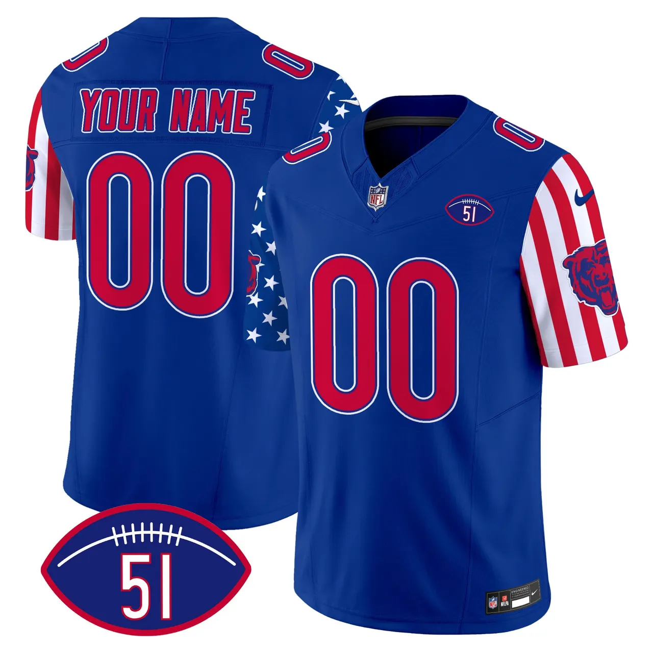 American Style Chicago Bears Nike Vapor Custom Limited Stitched Jersey - White - Image 3