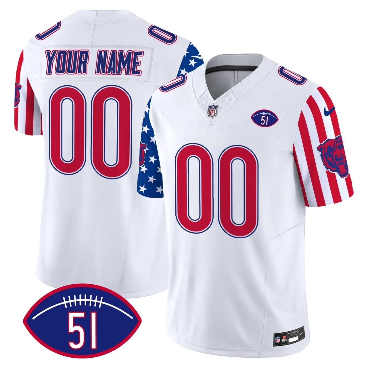 American Style Chicago Bears Nike Vapor Custom Limited Stitched Jersey - White