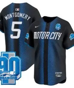 Detroit Lions Nike 90th Year Patch Vapor Premier Limited Stitched Jersey - Black - Image 4