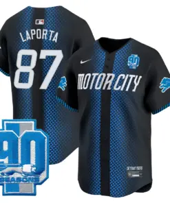 Detroit Lions Nike 90th Year Patch Vapor Premier Limited Stitched Jersey - Black - Image 6