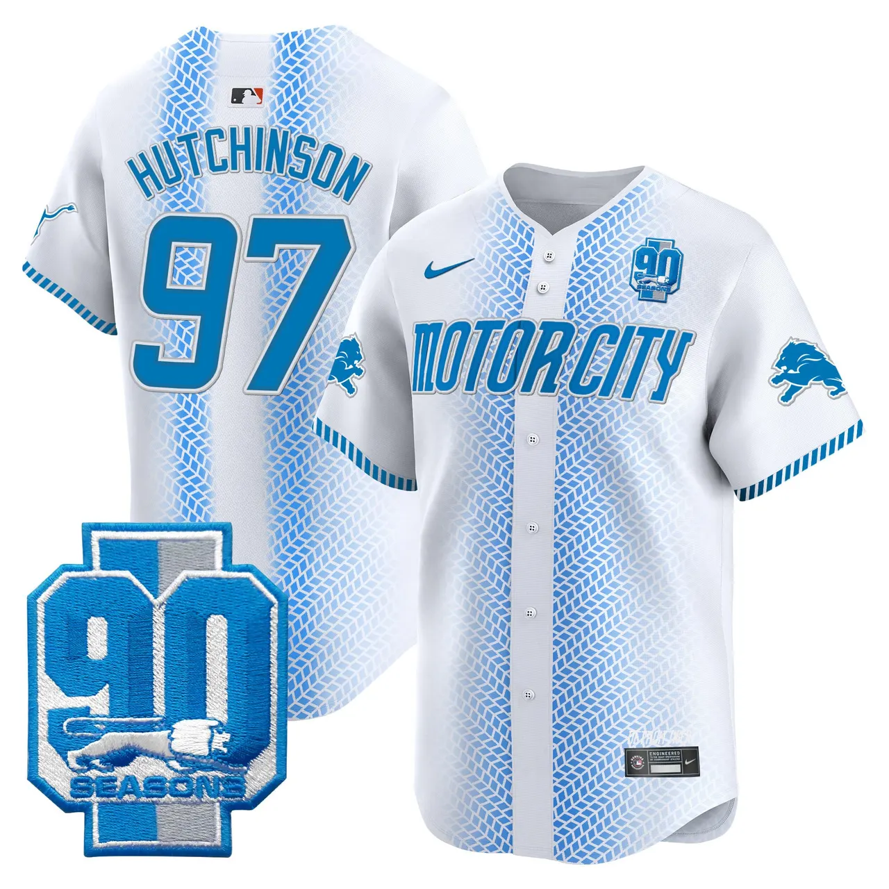 Detroit Lions Nike 90th Year Patch Vapor Premier Limited Stitched Jersey - Black - Image 9