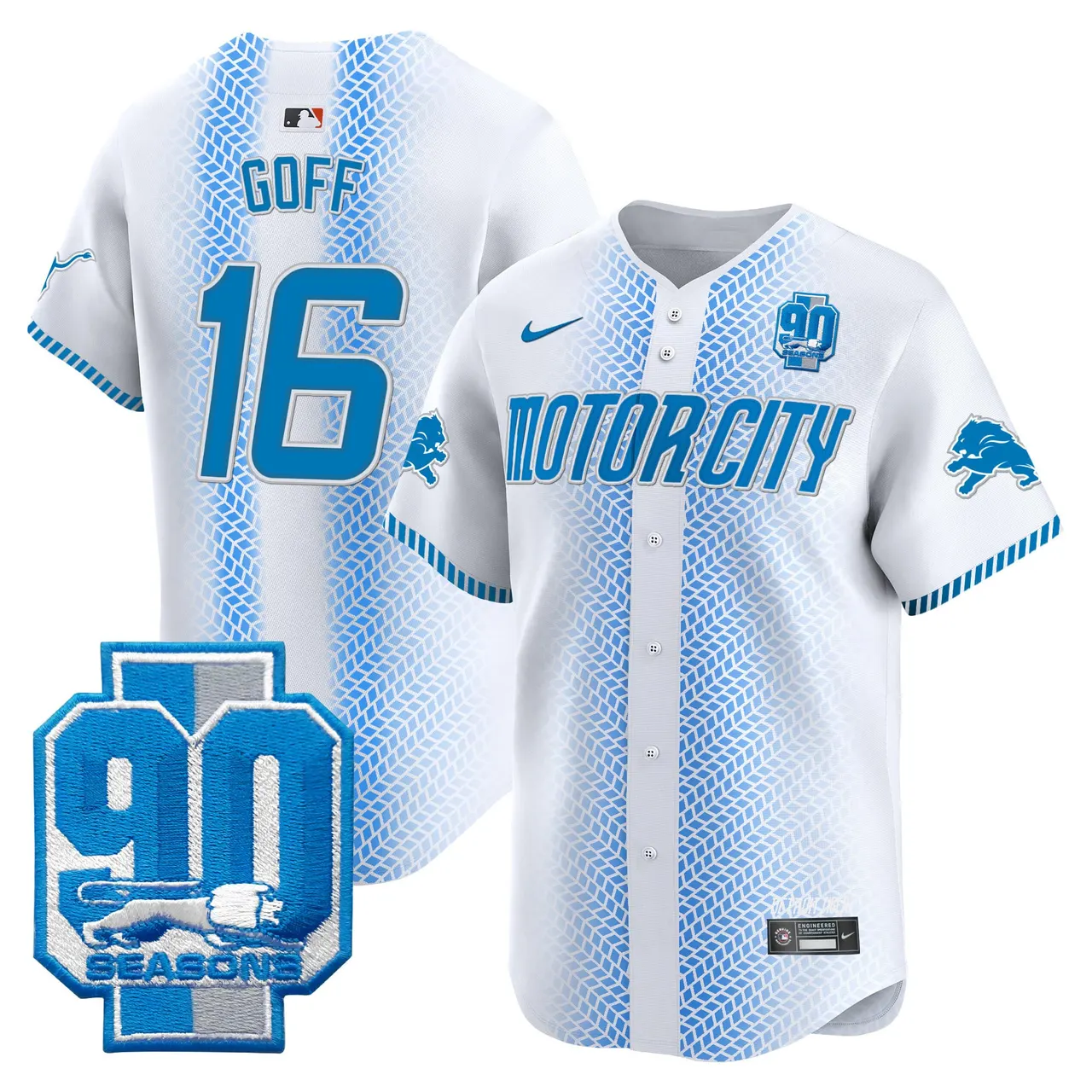 Detroit Lions Nike 90th Year Patch Vapor Premier Limited Stitched Jersey - Black - Image 10