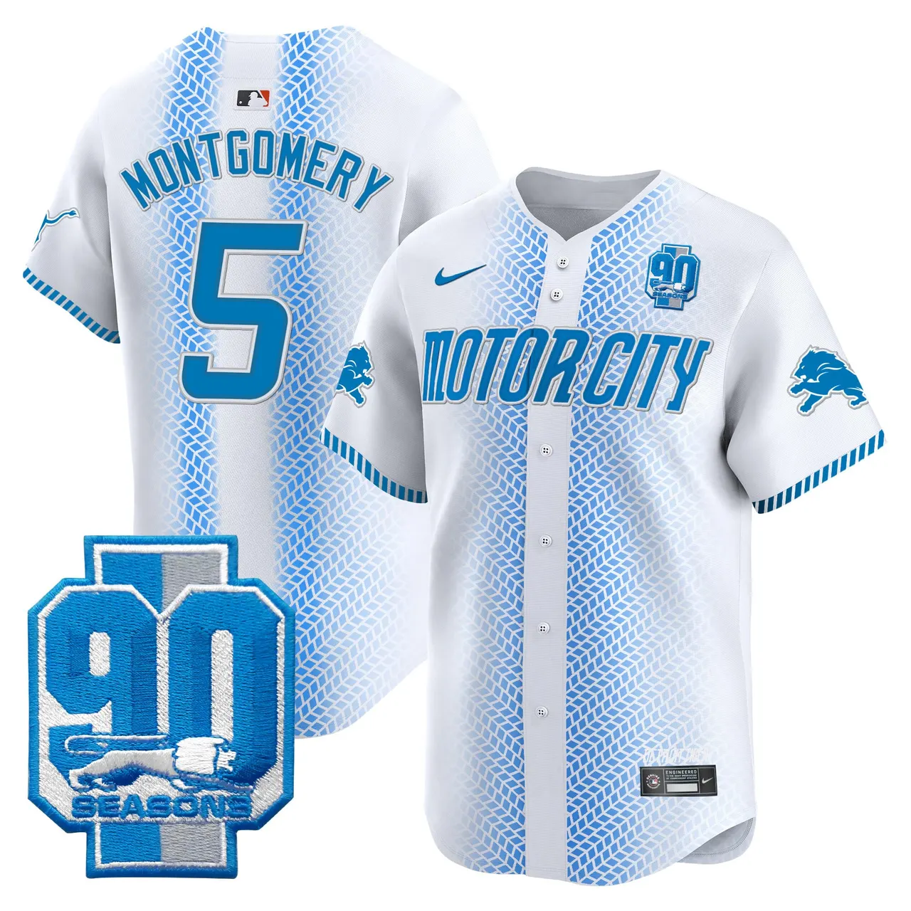 Detroit Lions Nike 90th Year Patch Vapor Premier Limited Stitched Jersey - Black - Image 12