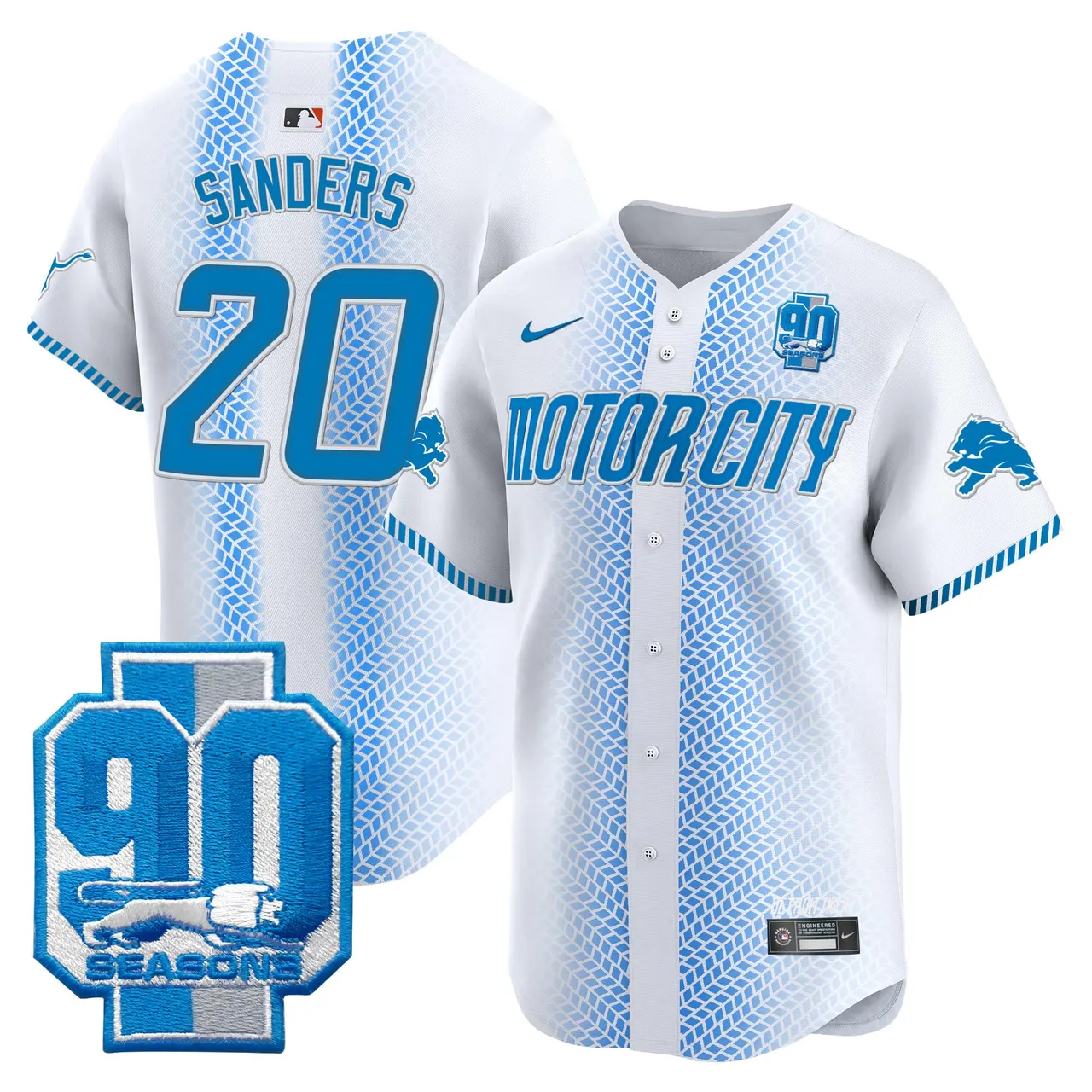 Detroit Lions Nike 90th Year Patch Vapor Premier Limited Stitched Jersey - Black - Image 13