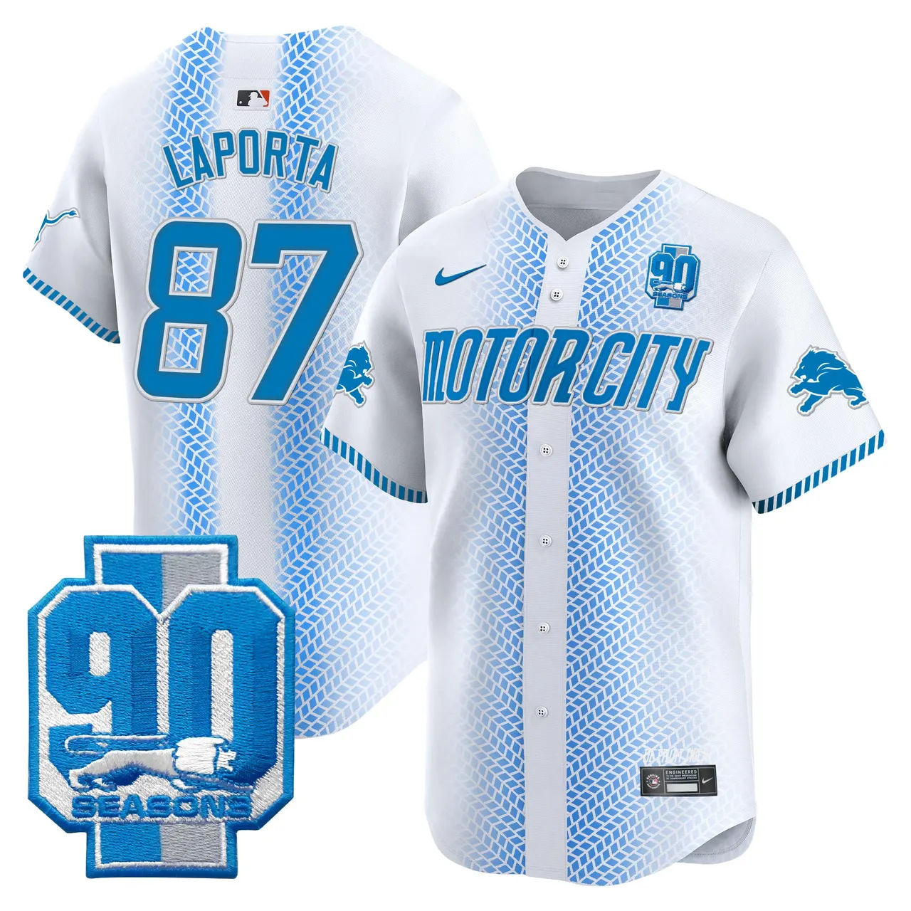 Detroit Lions Nike 90th Year Patch Vapor Premier Limited Stitched Jersey - Black - Image 14