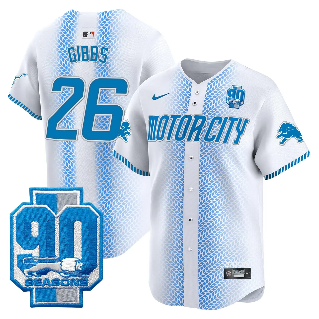 Detroit Lions Nike 90th Year Patch Vapor Premier Limited Stitched Jersey - Black - Image 15