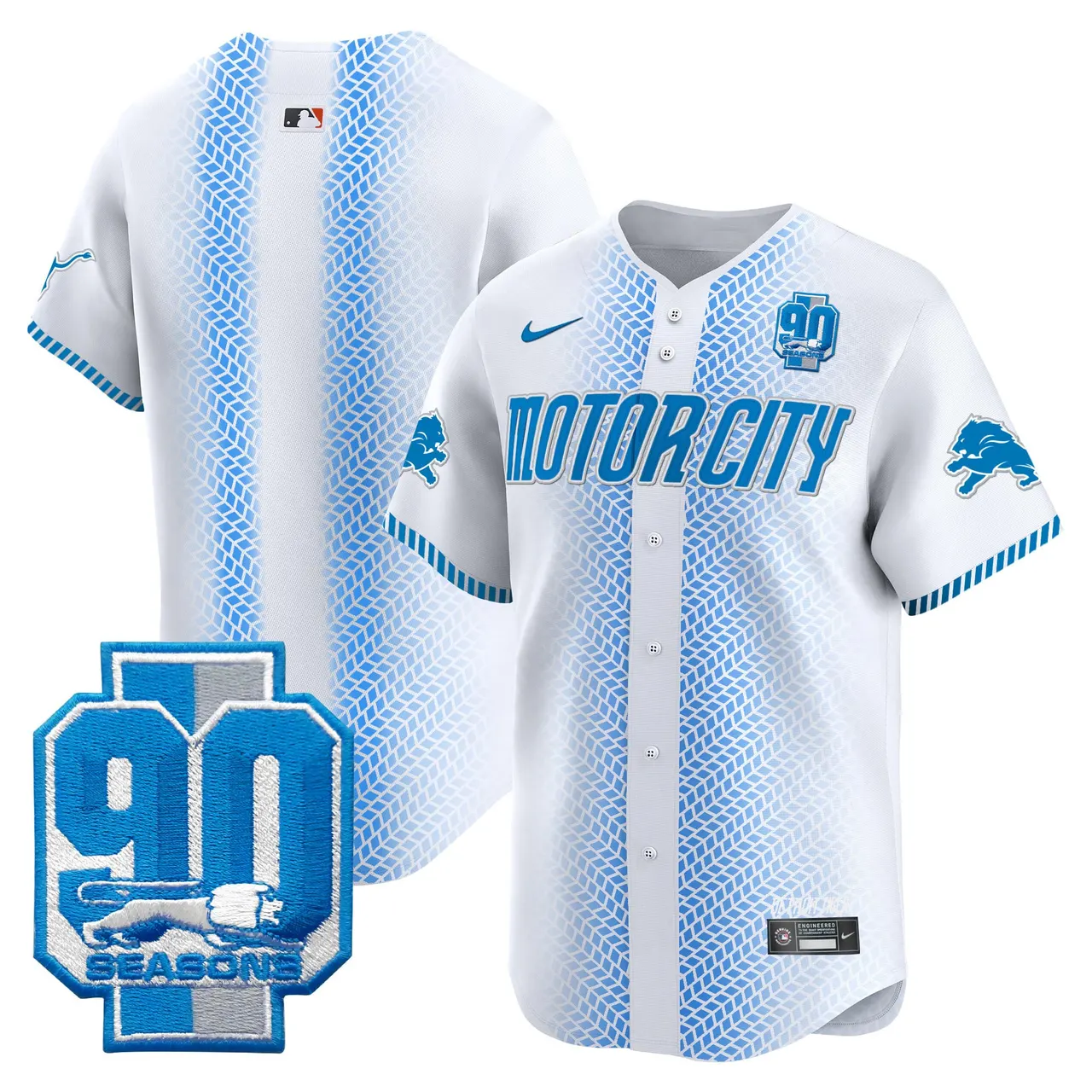 Detroit Lions Nike 90th Year Patch Vapor Premier Limited Stitched Jersey - Black - Image 16