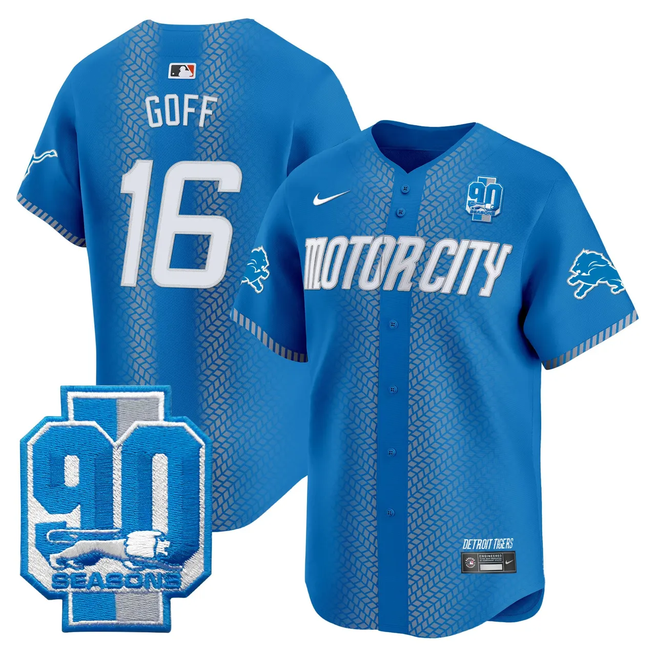 Detroit Lions Nike 90th Year Patch Vapor Premier Limited Stitched Jersey - Black - Image 18