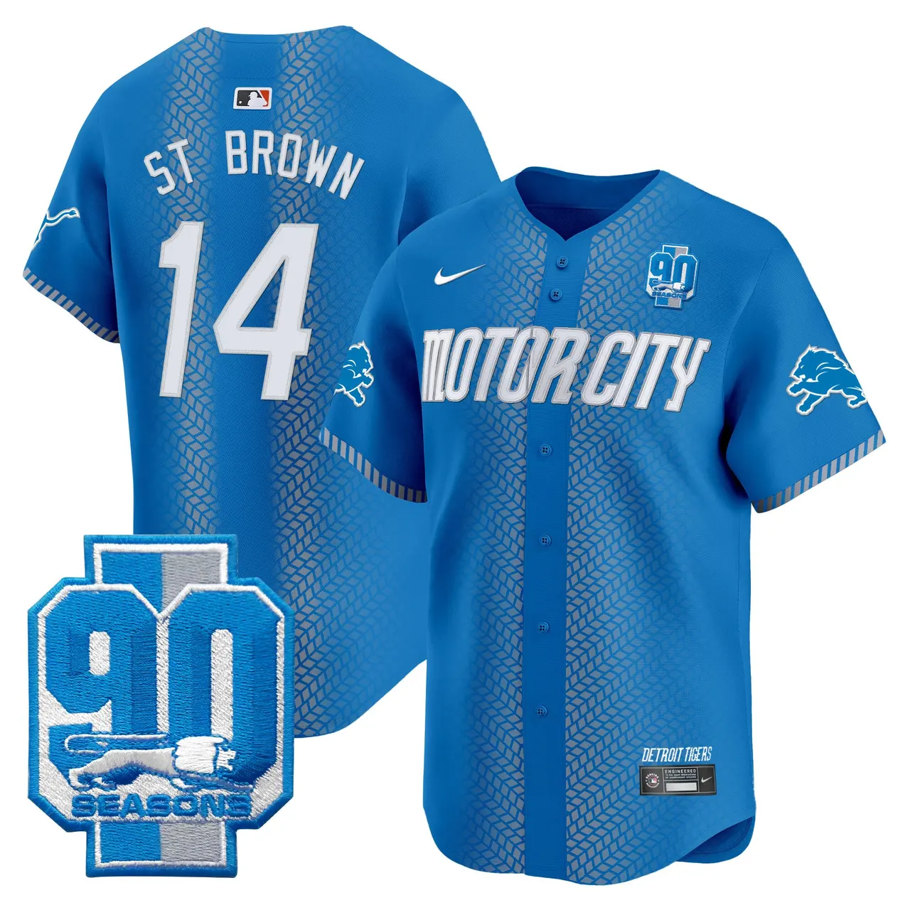 Detroit Lions Nike 90th Year Patch Vapor Premier Limited Stitched Jersey - Black - Image 19