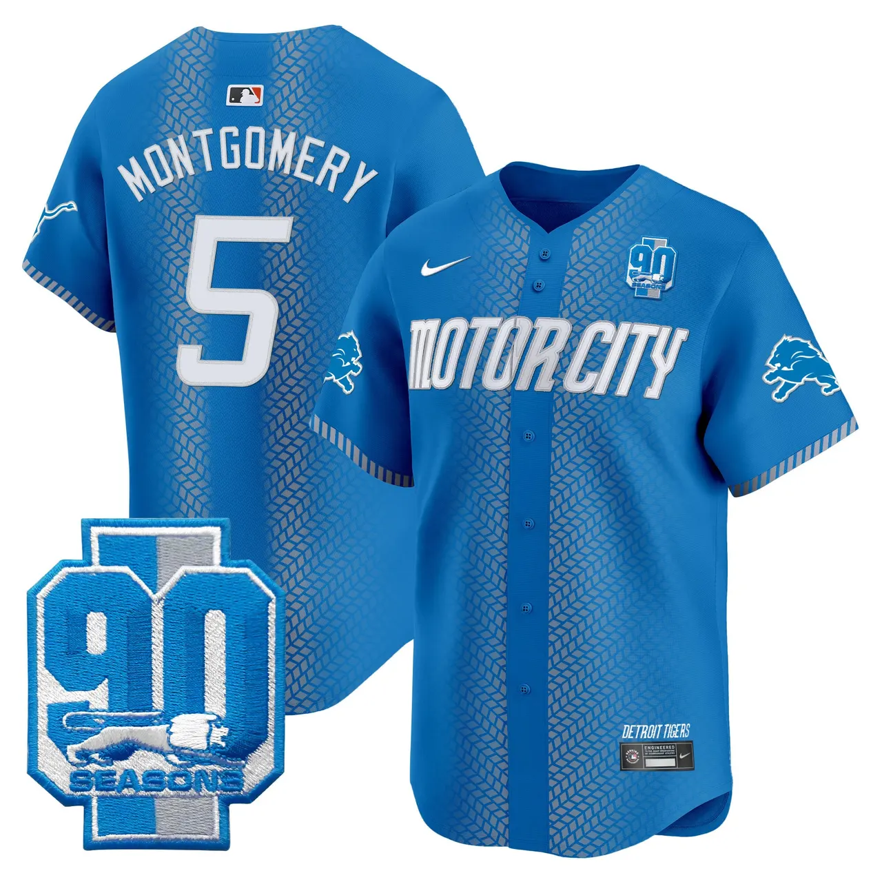 Detroit Lions Nike 90th Year Patch Vapor Premier Limited Stitched Jersey - Black - Image 20