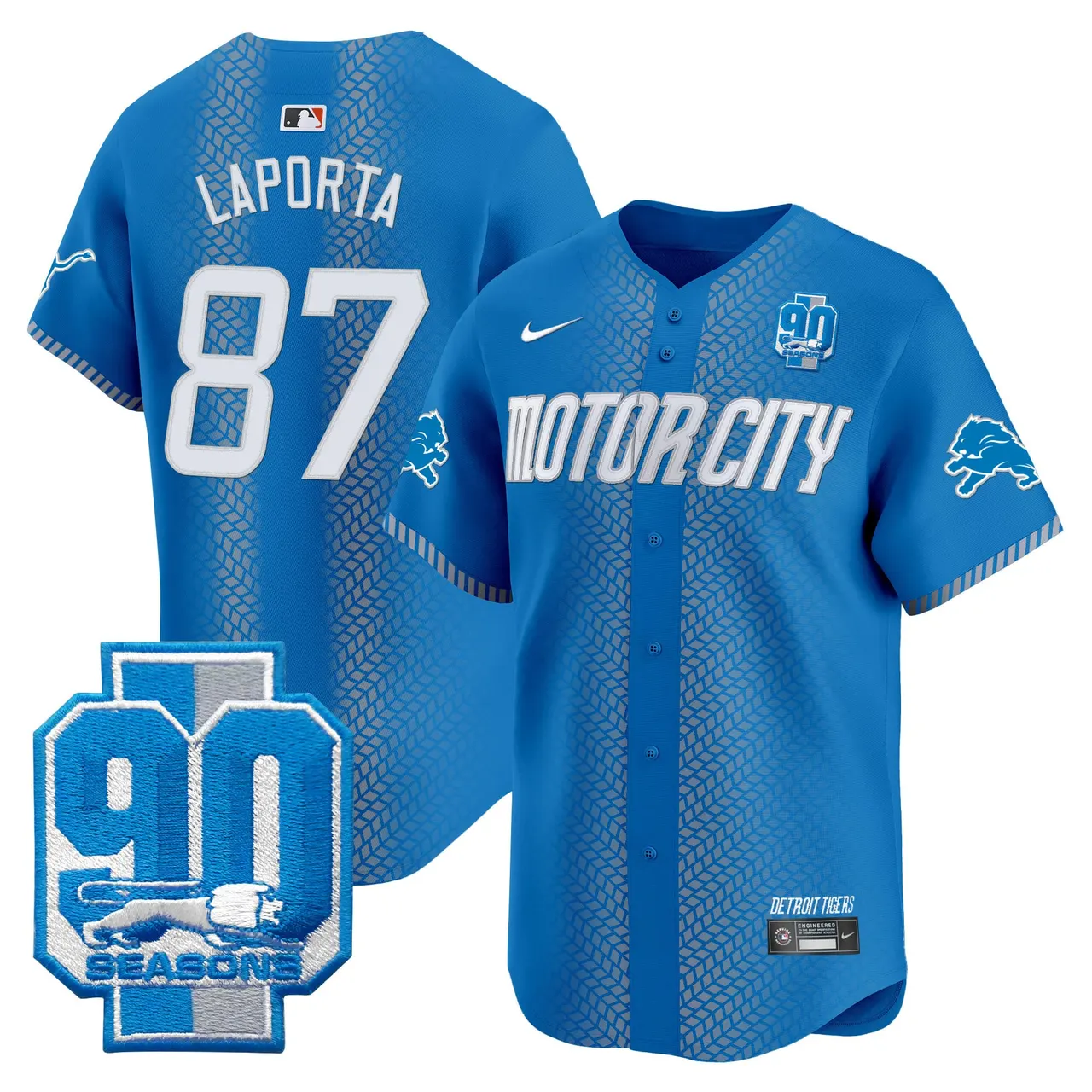 Detroit Lions Nike 90th Year Patch Vapor Premier Limited Stitched Jersey - Black - Image 22