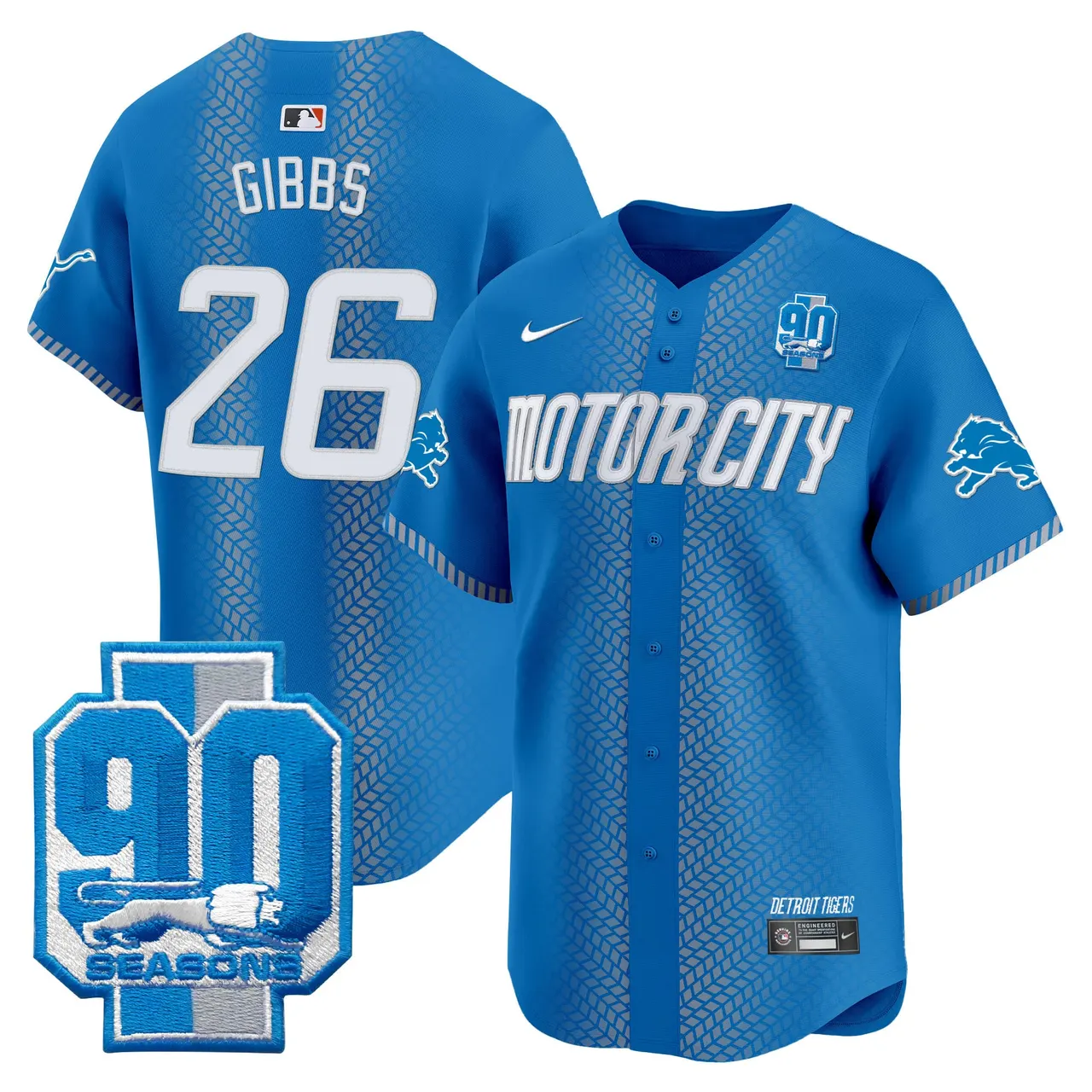 Detroit Lions Nike 90th Year Patch Vapor Premier Limited Stitched Jersey - Black - Image 23