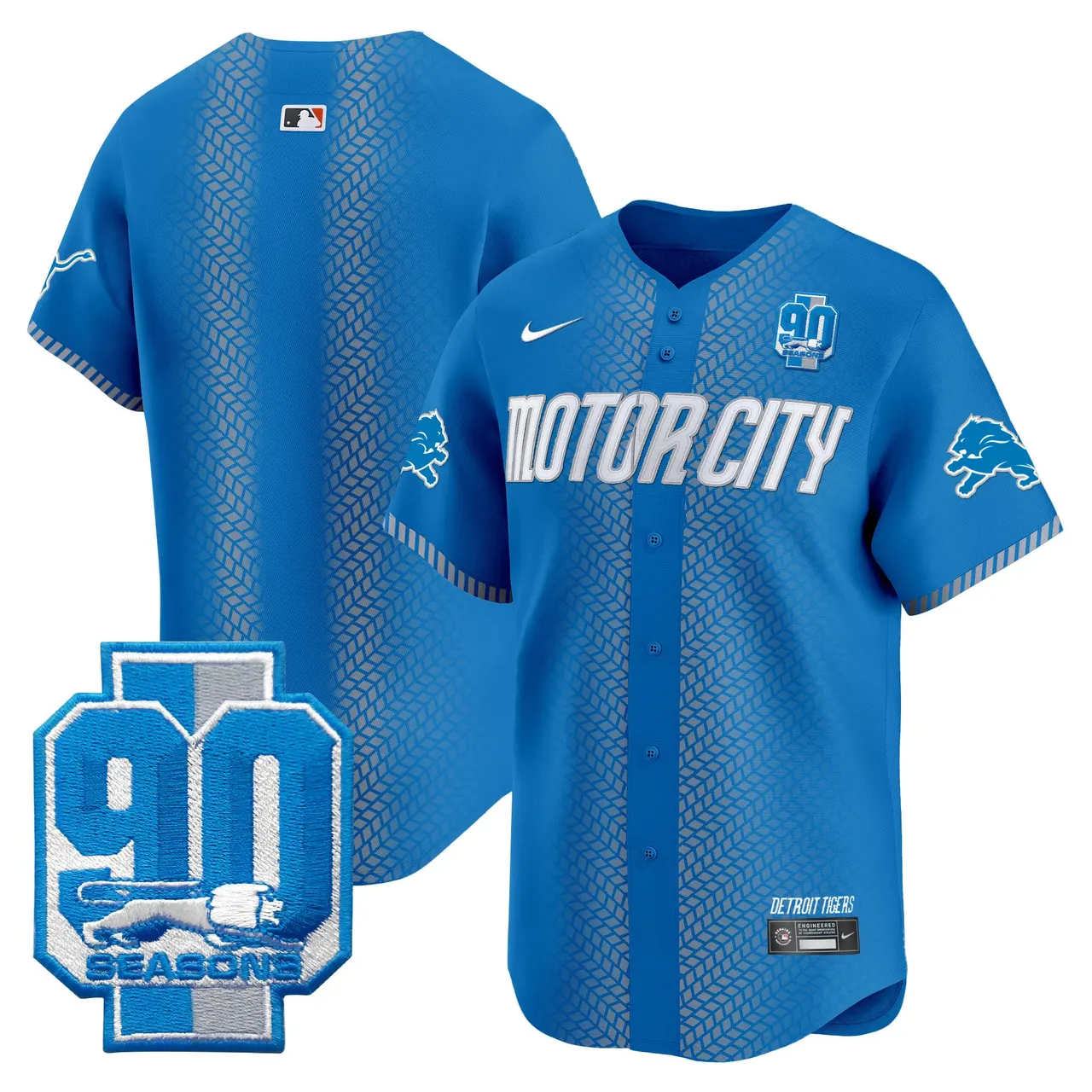 Detroit Lions Nike 90th Year Patch Vapor Premier Limited Stitched Jersey - Black - Image 24
