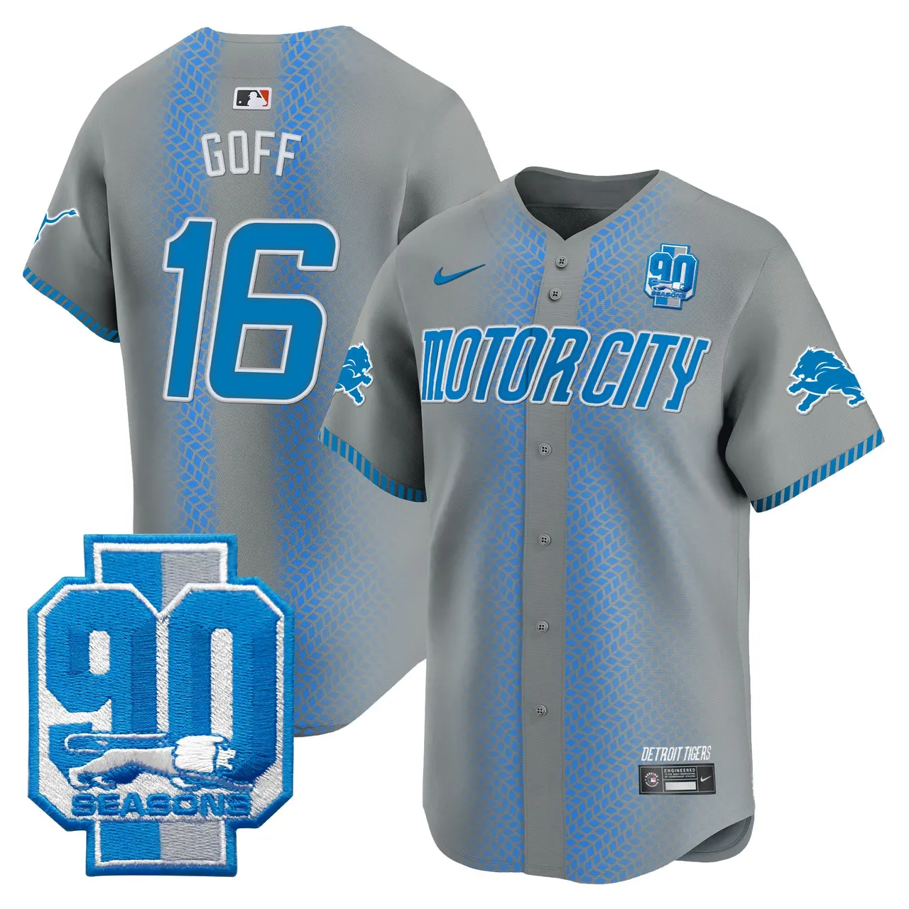 Detroit Lions Nike 90th Year Patch Vapor Premier Limited Stitched Jersey - Black - Image 26
