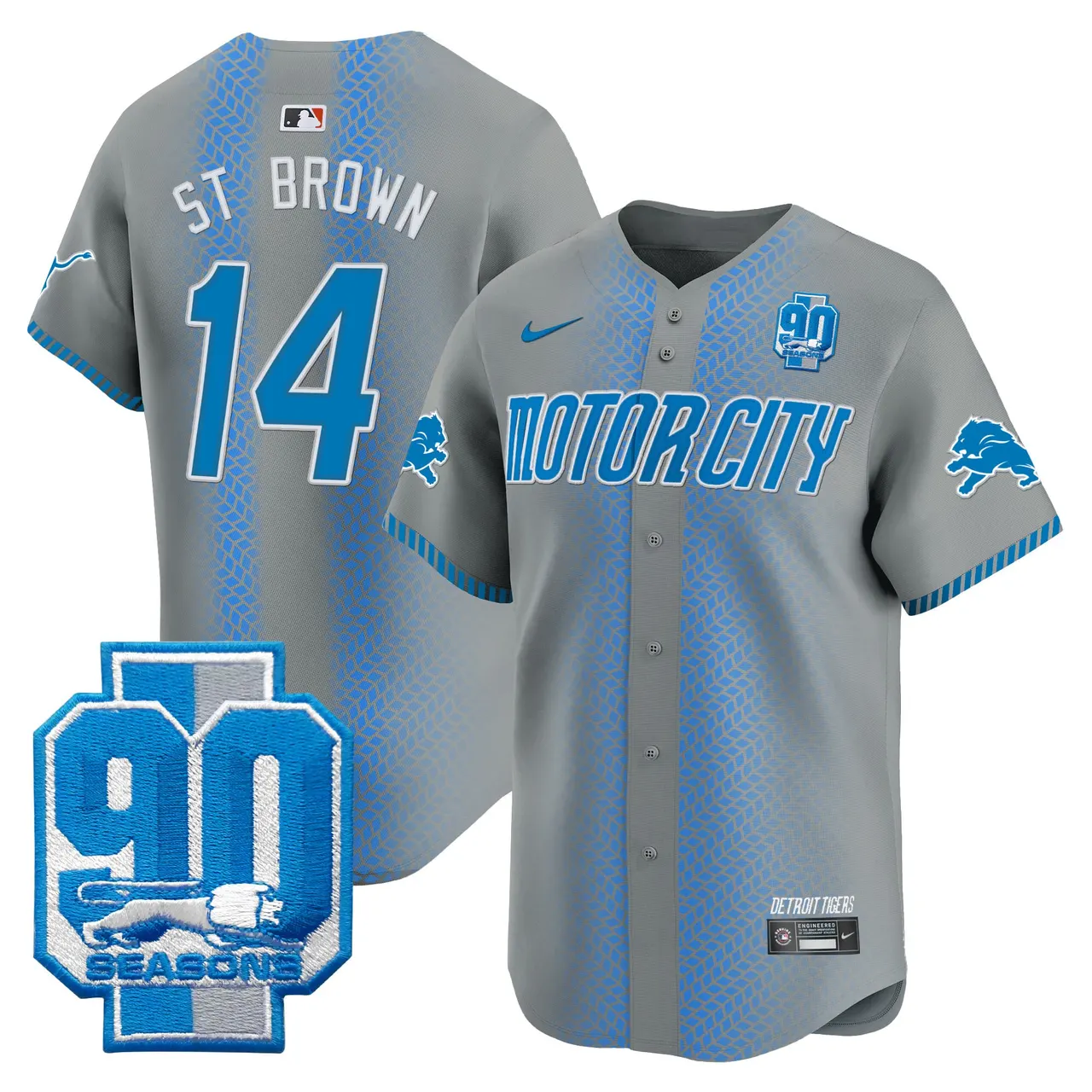 Detroit Lions Nike 90th Year Patch Vapor Premier Limited Stitched Jersey - Black - Image 27