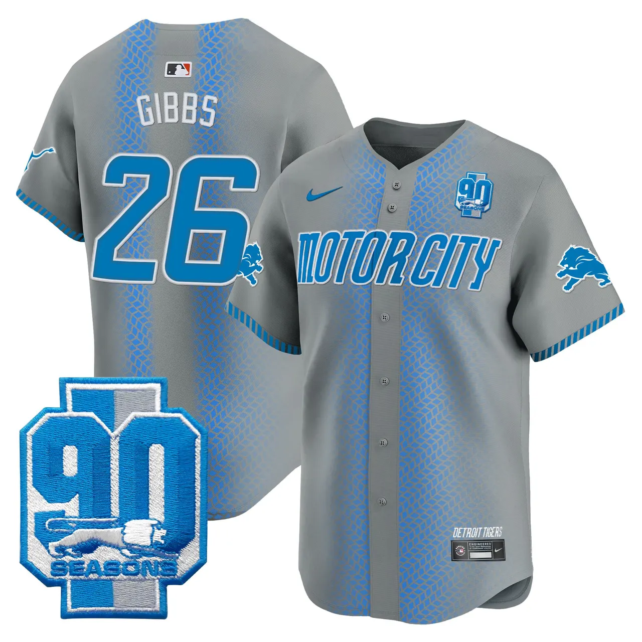 Detroit Lions Nike 90th Year Patch Vapor Premier Limited Stitched Jersey - Black - Image 31
