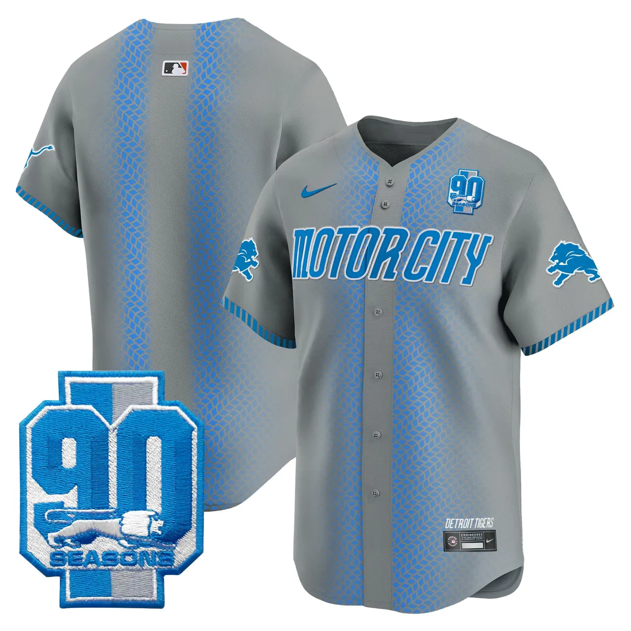 Detroit Lions Nike 90th Year Patch Vapor Premier Limited Stitched Jersey - Black - Image 32