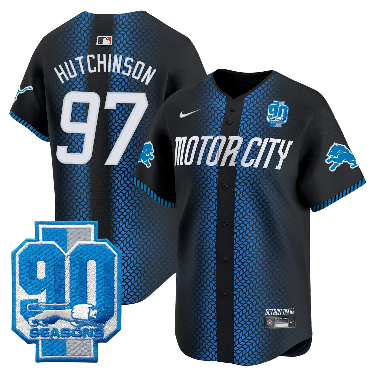 Detroit Lions Nike 90th Year Patch Vapor Premier Limited Stitched Jersey - Black