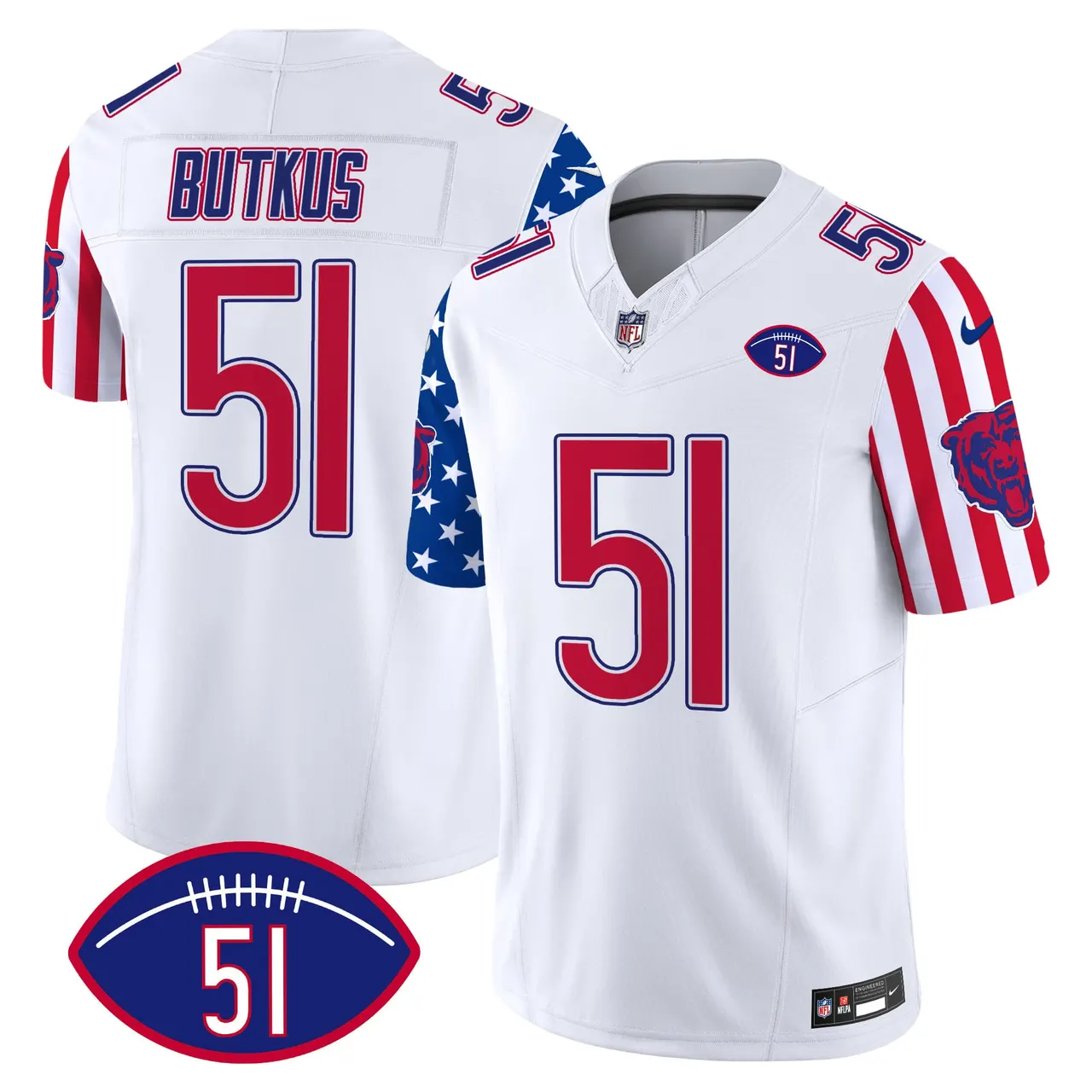 Chicago Bears Nike American Style Vapor Limited Stitched Jersey - White - Image 3