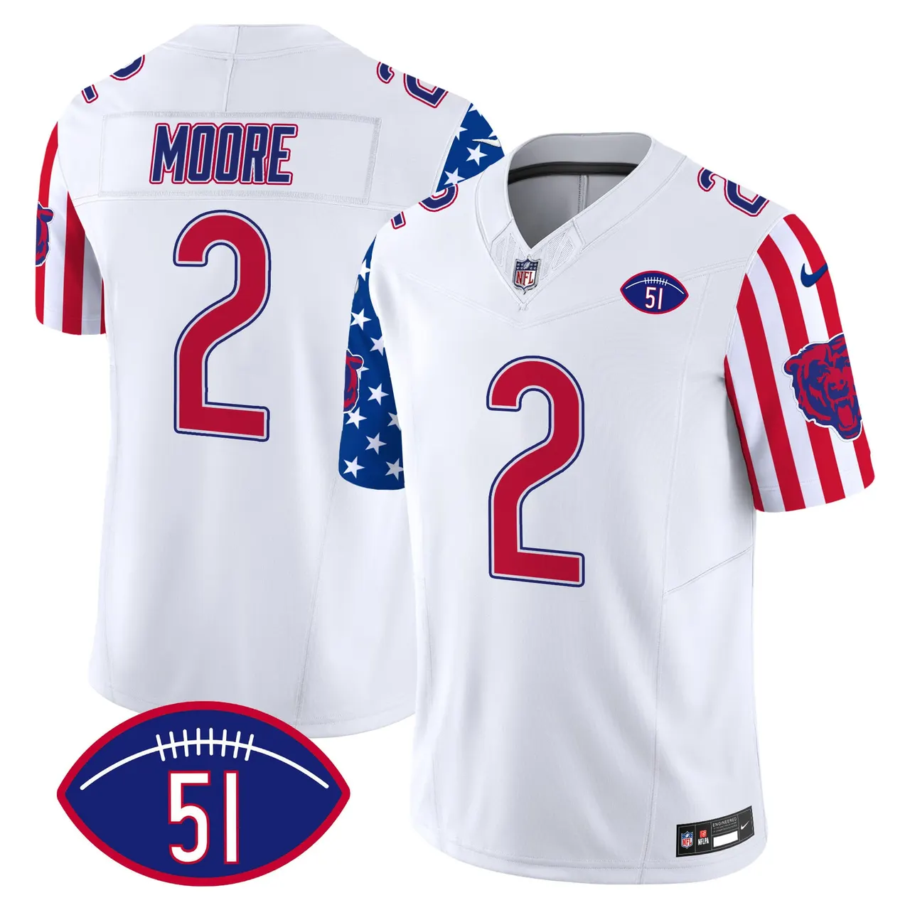 Chicago Bears Nike American Style Vapor Limited Stitched Jersey - White - Image 5