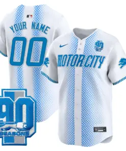 Alternative view of Detroit Lions Nike 90th Year Patch Vapor Premier Custom Limited Stitched Jersey - Black