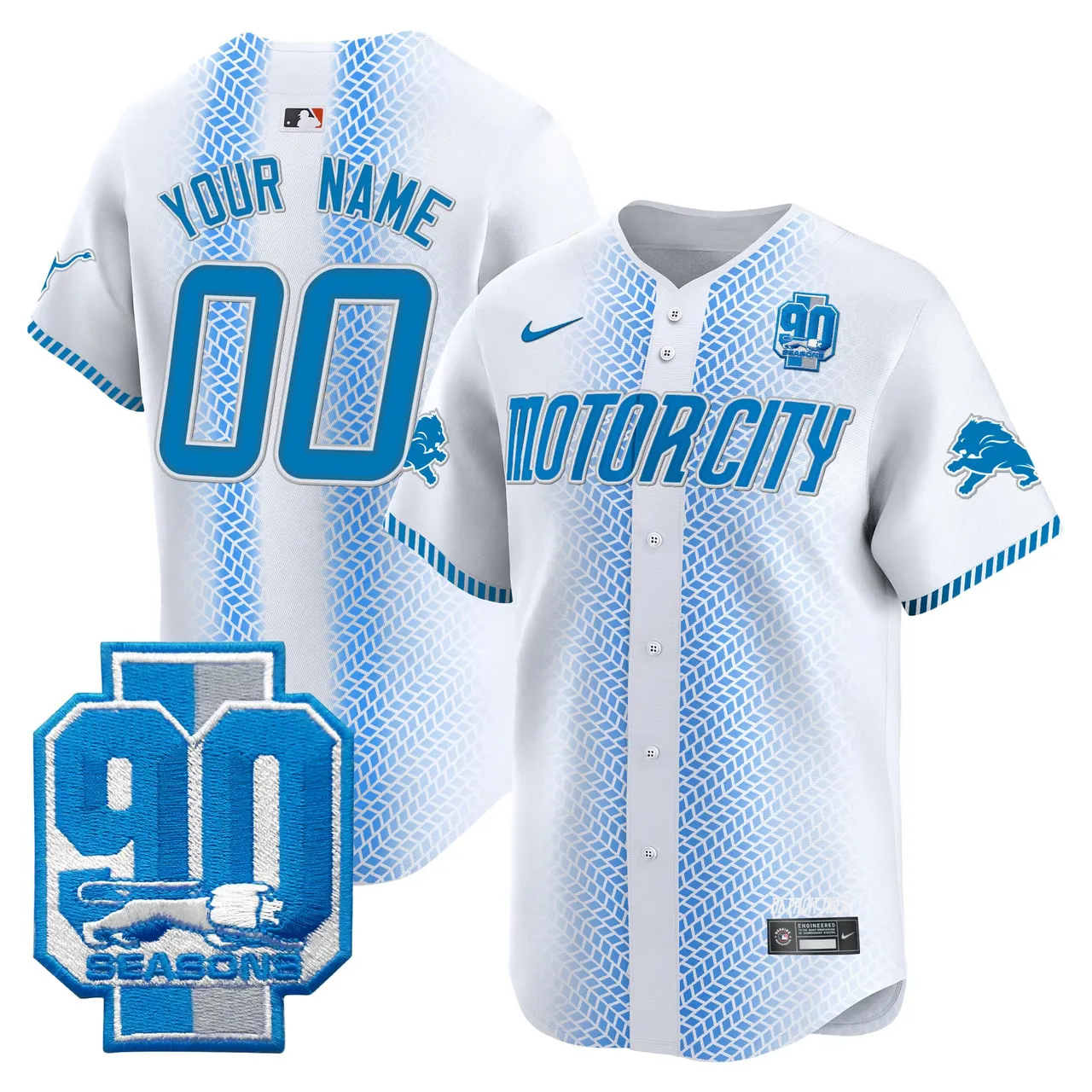 Detroit Lions Nike 90th Year Patch Vapor Premier Custom Limited Stitched Jersey - Black - Image 2