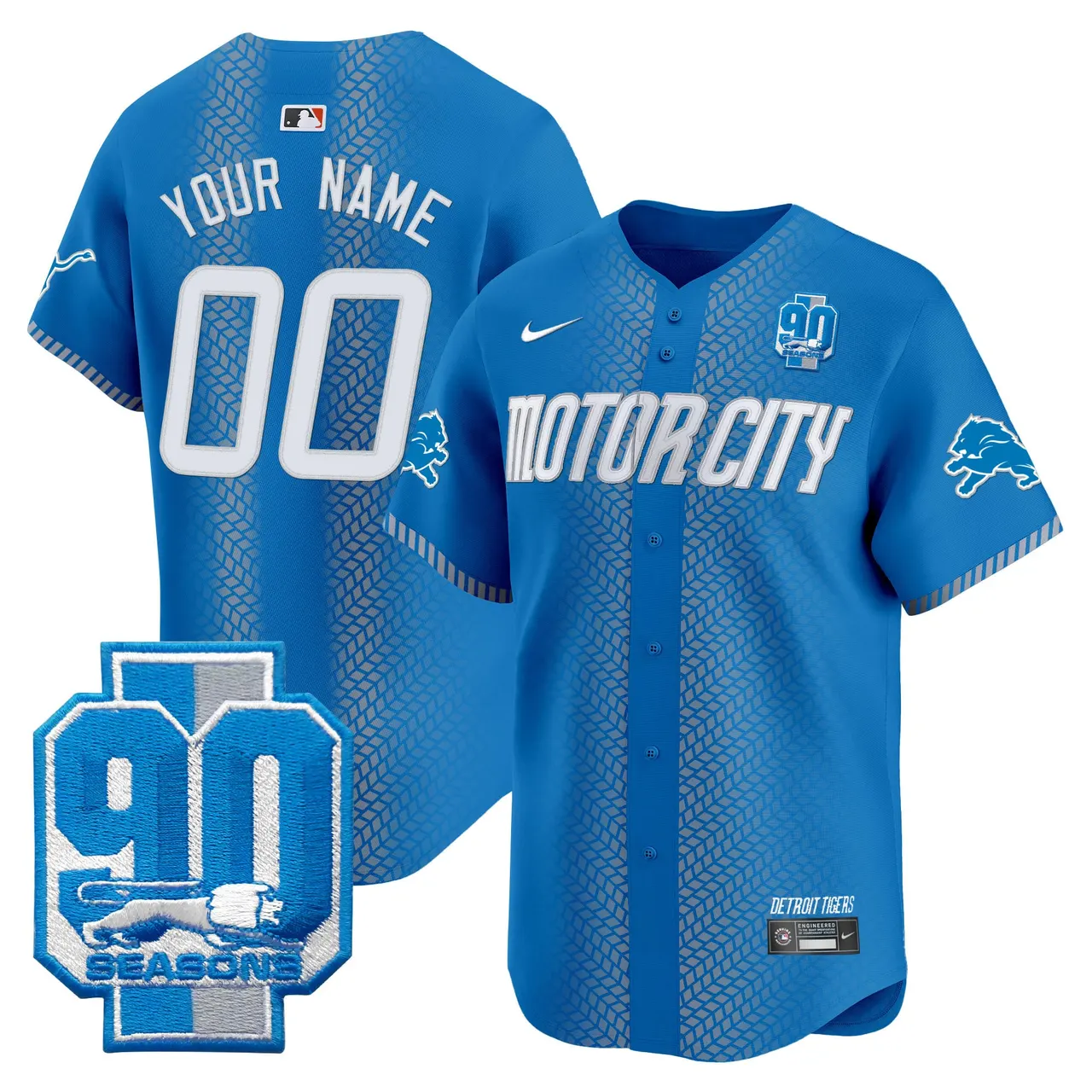 Detroit Lions Nike 90th Year Patch Vapor Premier Custom Limited Stitched Jersey - Black - Image 3
