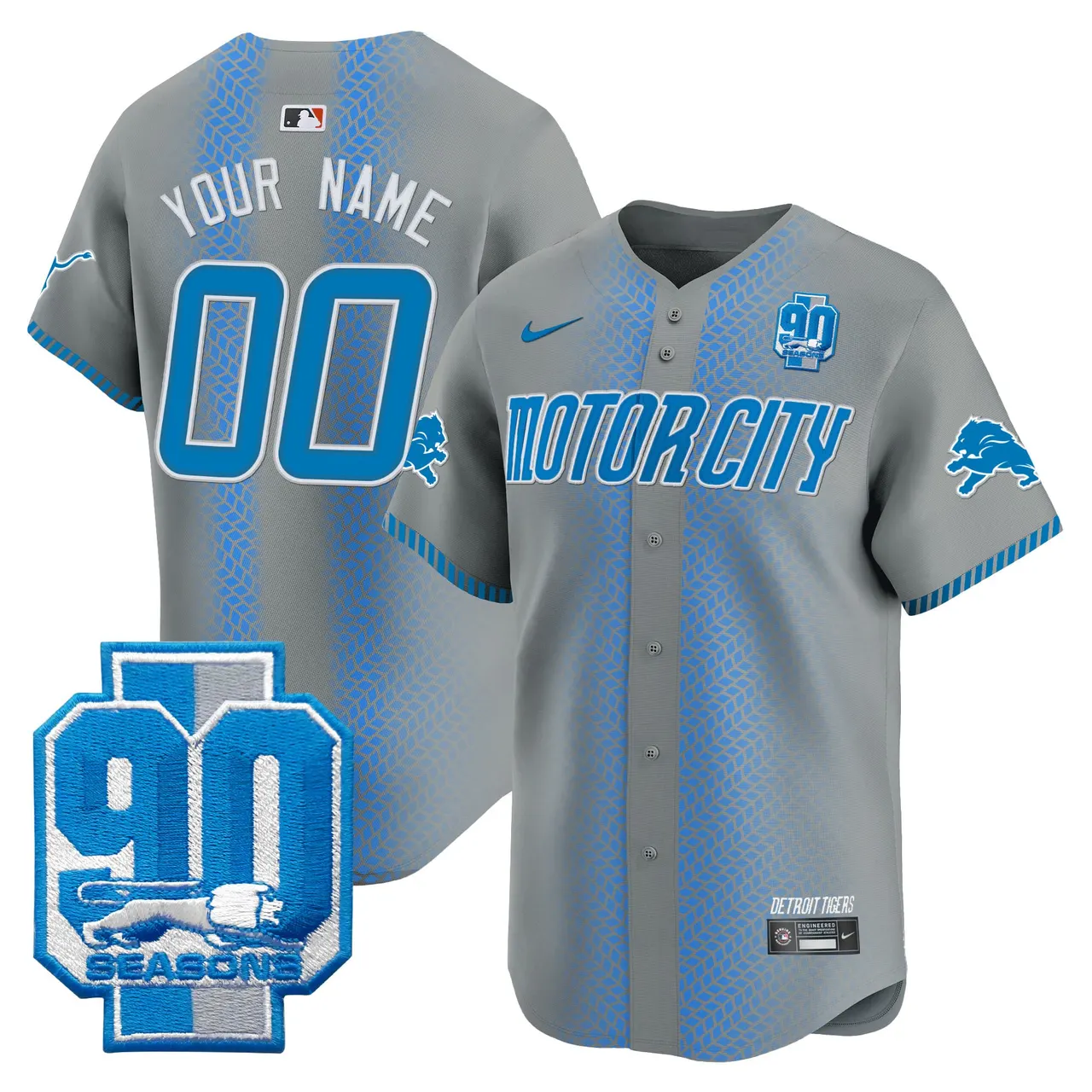 Detroit Lions Nike 90th Year Patch Vapor Premier Custom Limited Stitched Jersey - Black - Image 4