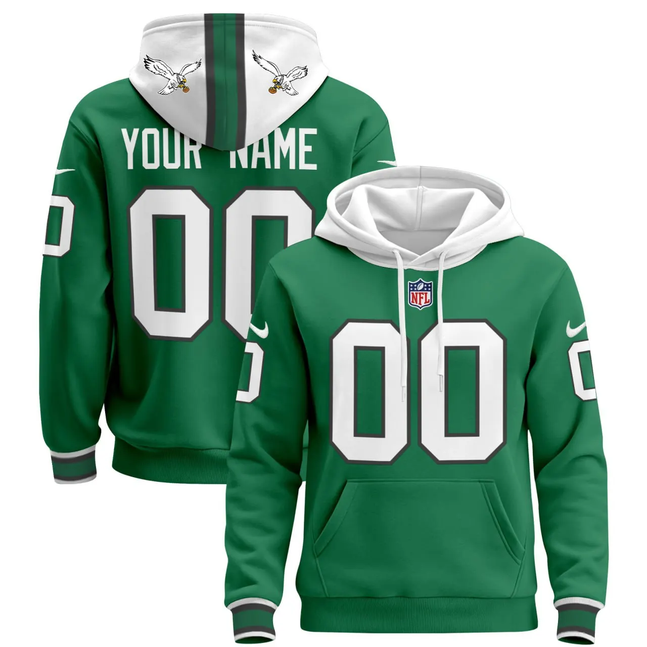 Philadelphia Eagles Nike Custom Stitched Pullover Hoodie - Kelly Green