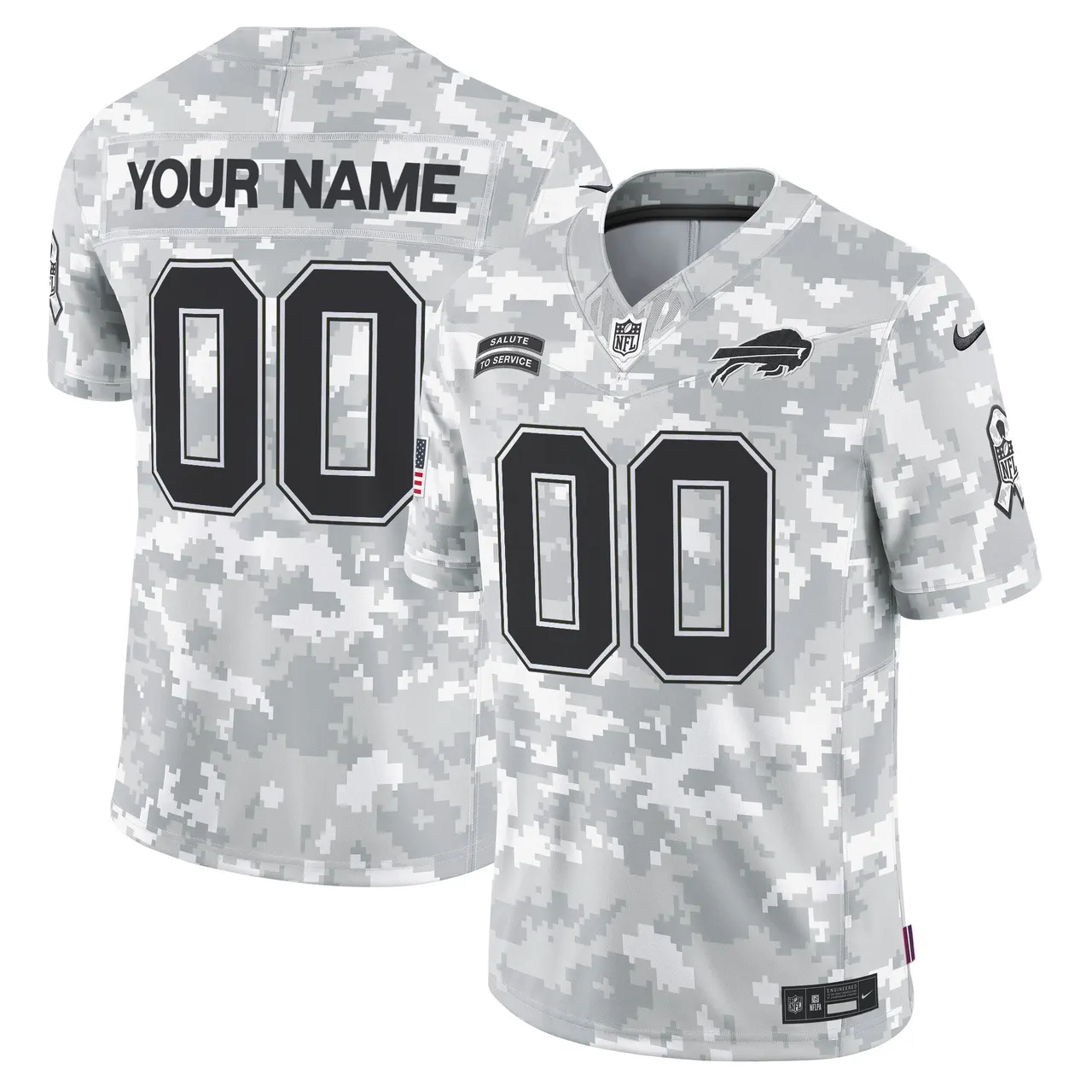 Buffalo Bills Nike 2024 Salute to Service Vapor Custom Limited Stitched Jersey - Arctic Camo All Stitched - White