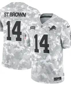 Alternative view of Detroit Lions Nike 2024 Salute to Service Vapor Limited Stitched Jersey - Arctic Camo All Stitched - White