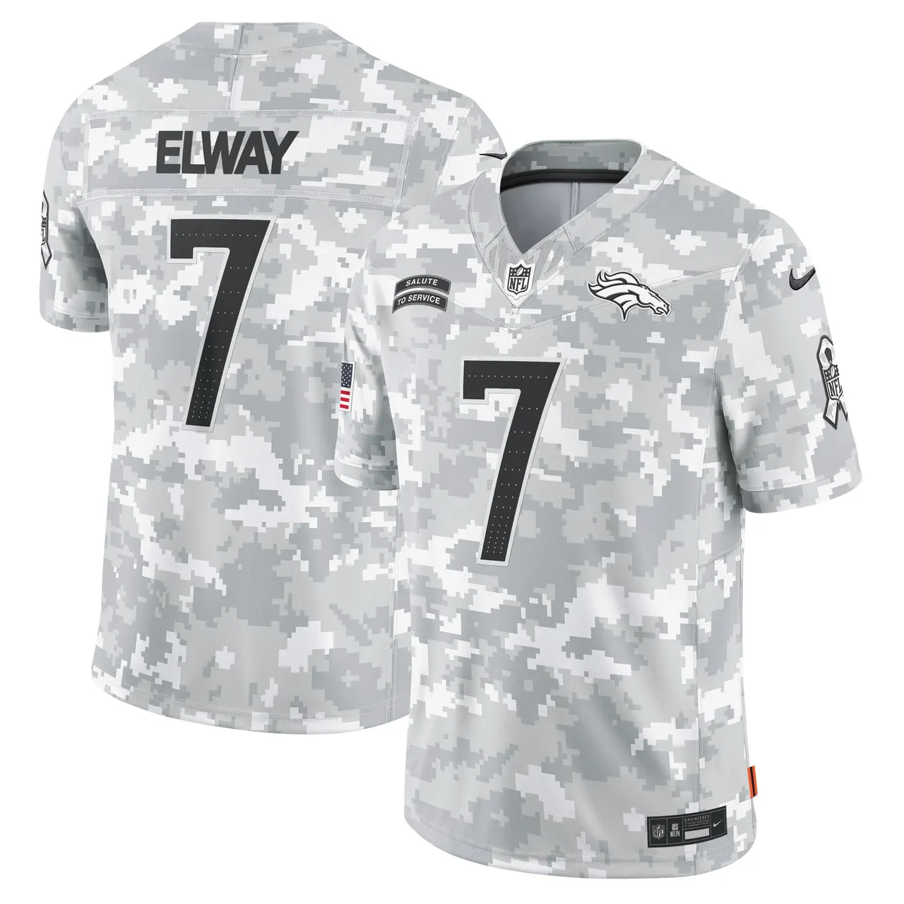 Denver Broncos Nike 2024 Salute to Service Vapor Limited Stitched Jersey - Arctic Camo All Stitched - Grey Camo - Image 2
