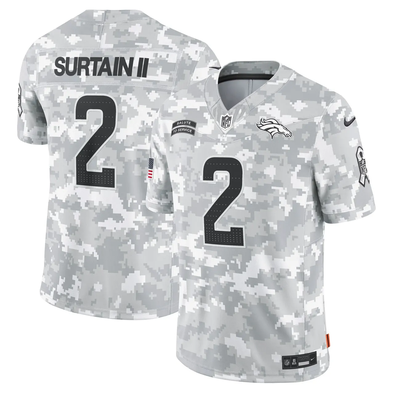 Denver Broncos Nike 2024 Salute to Service Vapor Limited Stitched Jersey - Arctic Camo All Stitched - Grey Camo