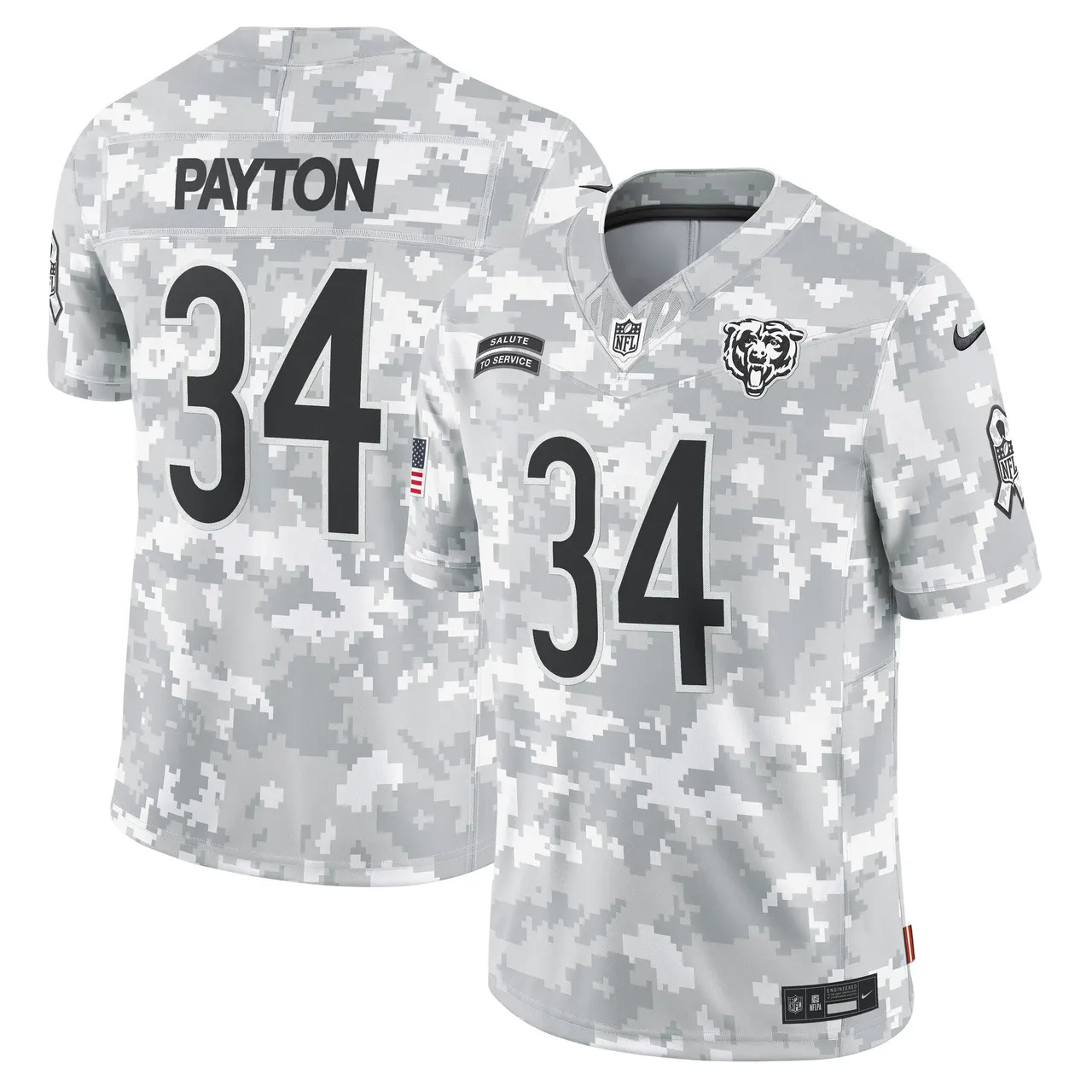 Walter Payton Chicago Bears Nike 2024 Salute to Service Vapor Limited Stitched Jersey - Arctic Camo All Stitched - White