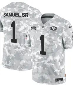 Alternative view of San Francisco 49ers Nike 2024 Salute to Service Vapor Limited Stitched Jersey - Arctic Camo All Stitched - Grey