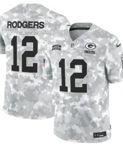 Green Bay Packers Nike 2024 Salute to Service Vapor Limited Stitched Jersey - Arctic Camo All Stitched - White - Image 5
