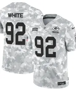 Green Bay Packers Nike 2024 Salute to Service Vapor Limited Stitched Jersey - Arctic Camo All Stitched - White - Image 7