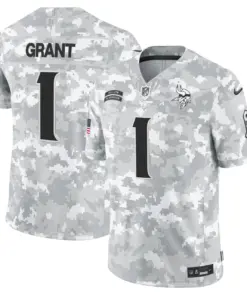 Minnesota Vikings Nike 2024 Salute to Service Vapor Limited Stitched Jersey - Arctic Camo All Stitched - Grey - Image 6