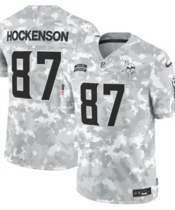 Minnesota Vikings Nike 2024 Salute to Service Vapor Limited Stitched Jersey - Arctic Camo All Stitched - Grey - Image 8
